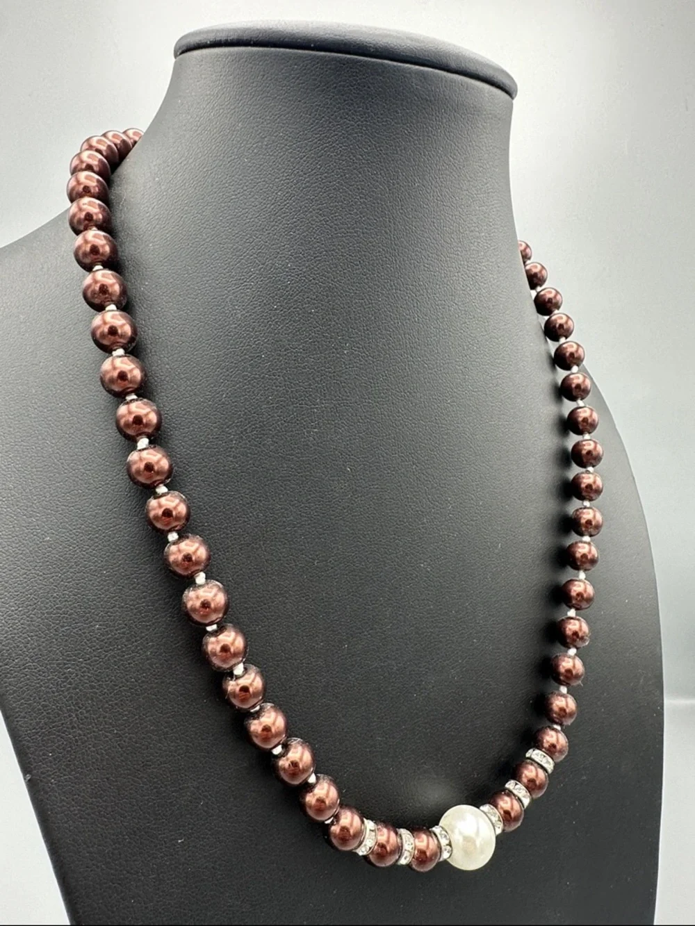 Pearl Accent Brown Beaded Necklace